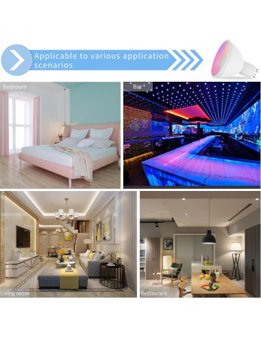 Bombilla Inteligente LED XFOX GU10 WiFi 300 Lúmenes RGB 4 Unidades