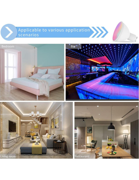 Bombilla Inteligente LED XFOX GU10 WiFi 300 Lúmenes RGB 4 Unidades