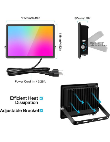 Luz de Inundación LED 30W Olafus RGB IP66 2 Paquete