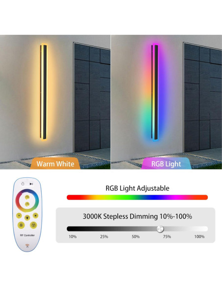 Luz de Pared Exterior RGB KAMLAM 101.6cm IP65 30W Regulable