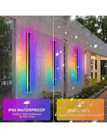 Luz de Pared Exterior RGB KAMLAM 101.6cm IP65 30W Regulable