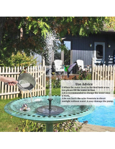 Bomba de Fuente Solar LAWOHO 1.5W para Jardín y Estanque 2