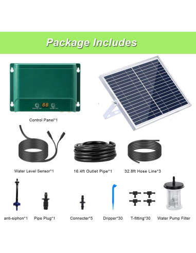 Kit de Riego Solar Automático Lewisia 10W para 50 Plantas