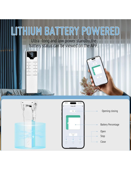 Abre Cortinas Automático Keego con Panel Solar y Control Remoto