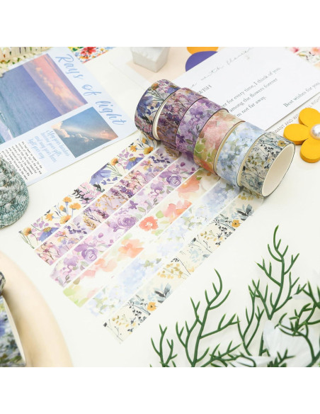Juego de 18 Rollos de Cinta Washi Floral Songdao 15mm x 2m Juego de 18 Rollos de Cinta Washi Floral Songdao 15mm x 2m