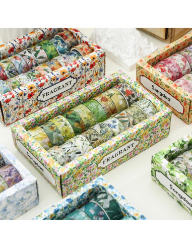 Juego de 18 Rollos de Cinta Washi Floral Songdao 15mm x 2m