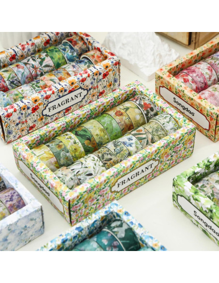 Juego de 18 Rollos de Cinta Washi Floral Songdao 15mm x 2m Juego de 18 Rollos de Cinta Washi Floral Songdao 15mm x 2m