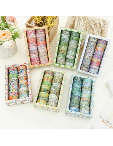 Juego de 18 Rollos de Cinta Washi Floral Songdao 15mm x 2m