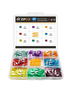 Kit de 80 Fusibles Mini Automotrices ZIPCCI 1A-40A