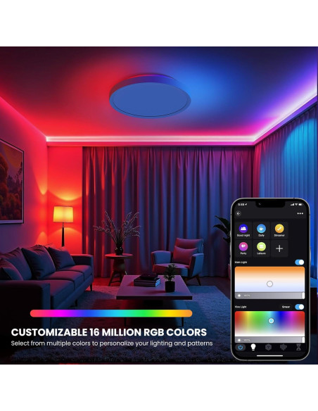 Luz de Techo LED Inteligente Queffigle 30cm RGB 2700-6500K