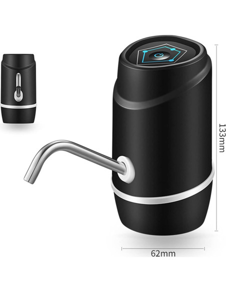 Bomba Dispensadora de Agua YYTONG 5 Galones Carga USB Negra