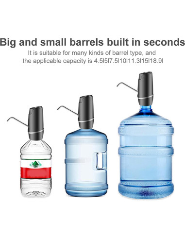 Bomba Dispensadora de Agua YYTONG 5 Galones Carga USB Negra