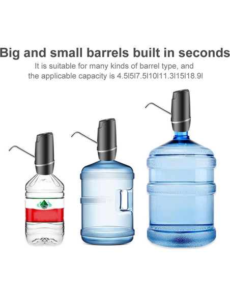 Bomba Dispensadora de Agua YYTONG 5 Galones Carga USB Negra