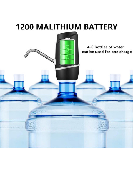 Bomba Dispensadora de Agua YYTONG 5 Galones Carga USB Negra