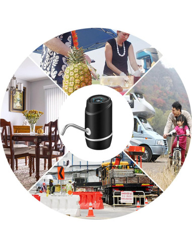 Bomba Dispensadora de Agua YYTONG 5 Galones Carga USB Negra