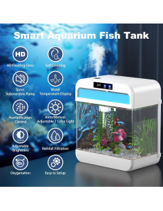 Acuario Inteligente JPHYLL 8.3 Litros con Luz 7 Colores y Humidificador 2