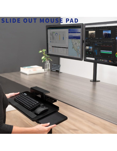 Bandeja de Teclado Ergonómica VIVO MOUNT-KB07B Negra 54cm