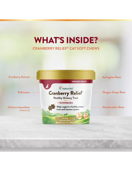 NaturVet Suplemento Gato Alivio de Arándano 60 Masticables