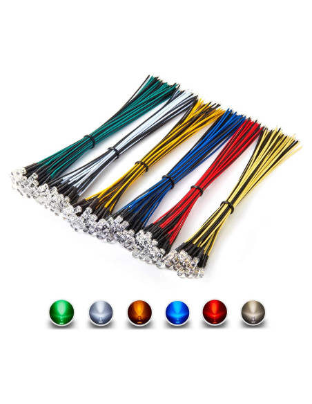 Kit 120 Luces LED 12V Diodo 5mm CHANZON 6 Colores