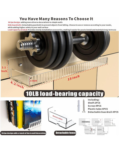 Estantes de Acrílico Cq 2PCS Flotantes 15x10.67cm para Pared