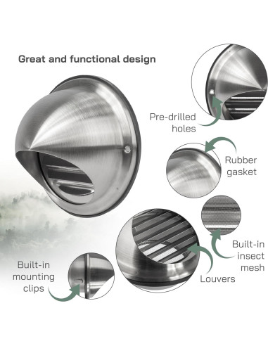 Cubierta de Ventilación Redonda Acero Inoxidable 10 cm - HVAC