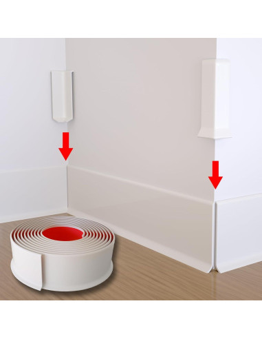 Bloques de Esquina Autoadhesivos COUKIU para Rodapiés 10.16cm Blanco
