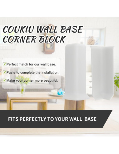 Bloques de Esquina Autoadhesivos COUKIU para Rodapiés 10.16cm Blanco