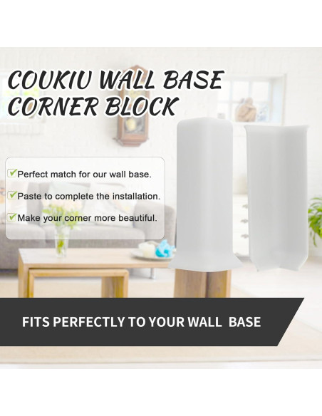 Bloques de Esquina Autoadhesivos COUKIU para Rodapiés 10.16cm Blanco