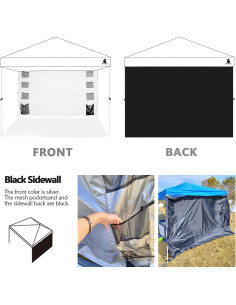 Pared Lateral de Sombra MordenApe para Toldo 10x10, Negro 2