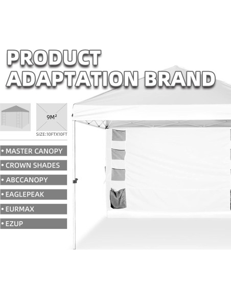 Pared Lateral de Sombra MordenApe para Toldo 10x10, Negro