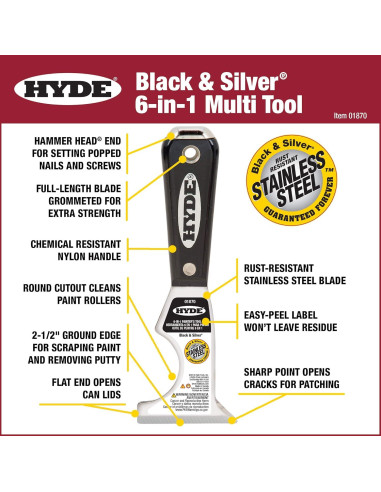 Herramienta Multiuso 6-en-1 Hyde 01870 para Pintores
