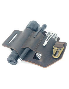 Funda de Cuero Genuino COLEAT EDC para Cinturón 3 en 1