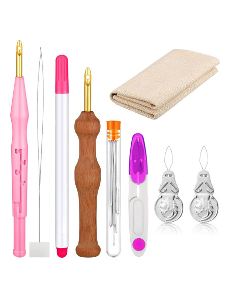 Kit de Agujas de Punch 17 Piezas WILLBOND con Mango de Madera Kit de Agujas de Punch 17 Piezas WILLBOND con Mango de Madera