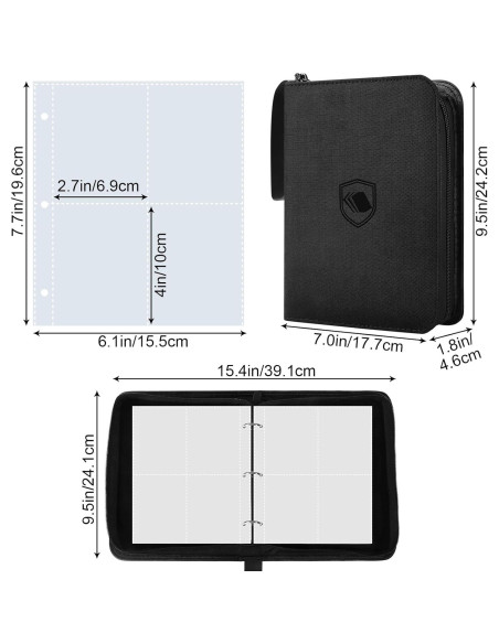 Álbum de Cartas Pemocyny 4 Bolsillos Negro - PU Resistente