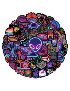 Pack 100 Calcomanías Neón UoYYelly Impermeables para Decorar