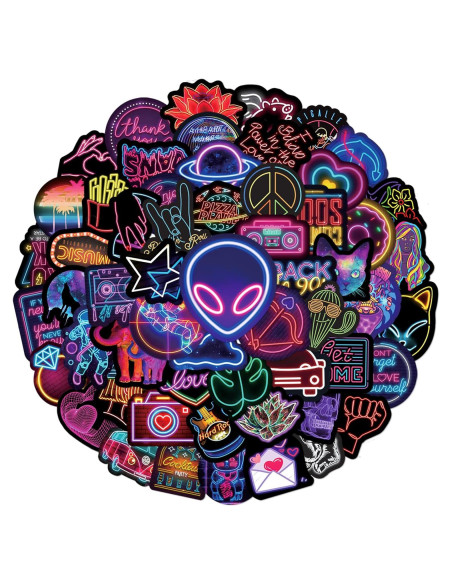 Pack 100 Calcomanías Neón UoYYelly Impermeables para Decorar