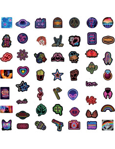 Pack 100 Calcomanías Neón UoYYelly Impermeables para Decorar 2