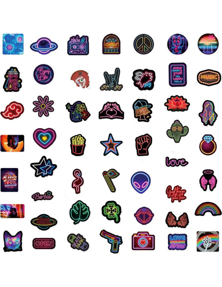 Pack 100 Calcomanías Neón UoYYelly Impermeables para Decorar