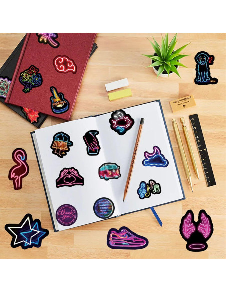 Pack 100 Calcomanías Neón UoYYelly Impermeables para Decorar