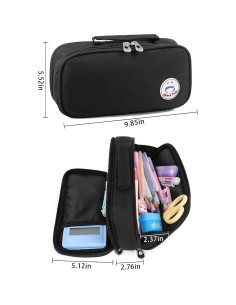 Estuche de Lápices Grande Negro Organizador de Escritorio 2