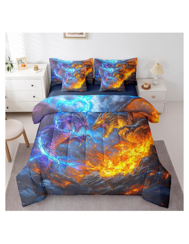 Conjunto de Edredón Doble Erosebridal 7 Piezas Dragón Mágico
