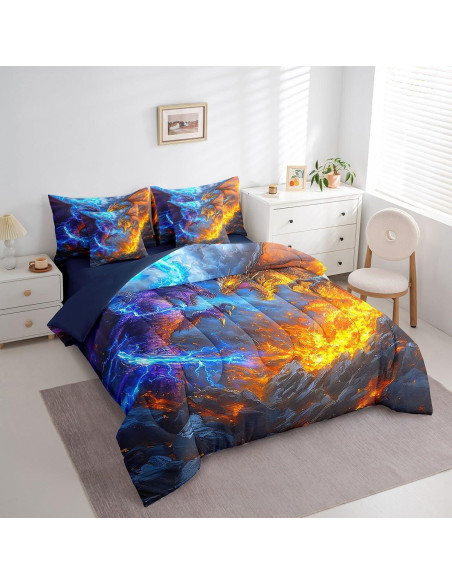 Conjunto de Edredón Doble Erosebridal 7 Piezas Dragón Mágico