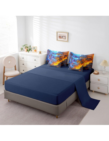 Conjunto de Edredón Doble Erosebridal 7 Piezas Dragón Mágico