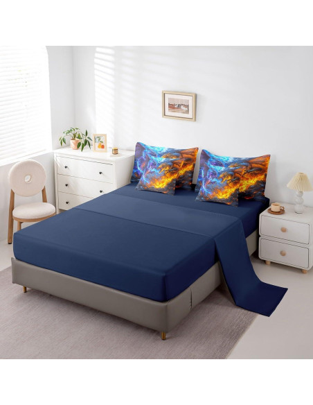 Conjunto de Edredón Doble Erosebridal 7 Piezas Dragón Mágico