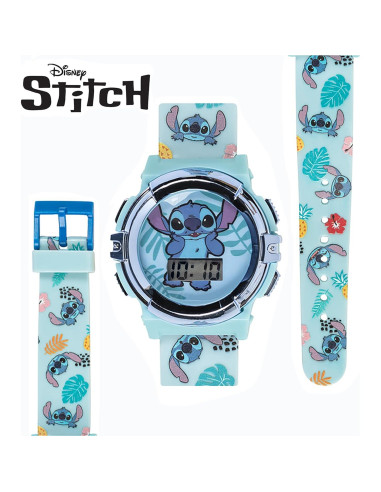 Reloj LCD Disney Stitch para Niños - Correa Ajustable 14-20.3 cm