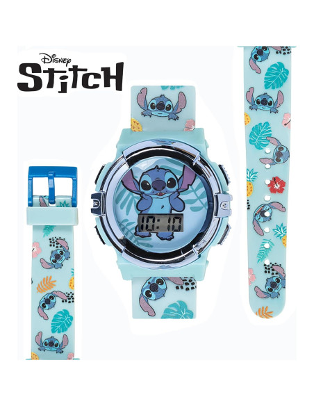 Reloj LCD Disney Stitch para Niños - Correa Ajustable 14-20.3 cm