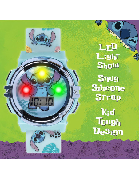 Reloj LCD Disney Stitch para Niños - Correa Ajustable 14-20.3 cm
