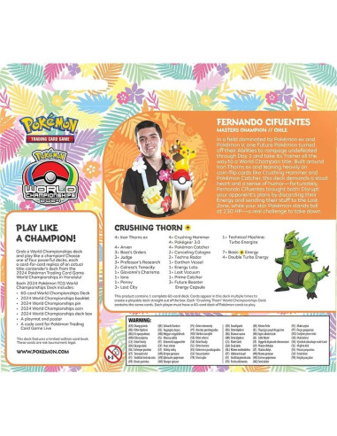 Baraja Campeonato Mundial Pokémon TCG 2024 - 60 cartas
