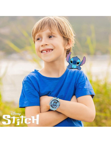Reloj LCD Disney Stitch para Niños - Correa Ajustable 14-20.3 cm