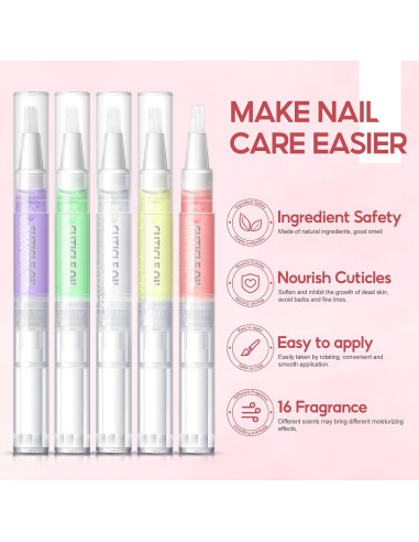 Kit de Cuidado de Uñas Peacecolor 16Pcs Aceite Cutículas